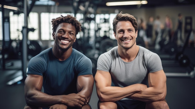 Retrato de homens atléticos em um ginásio