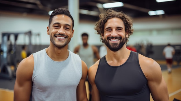 Foto retrato de homens atléticos em um ginásio