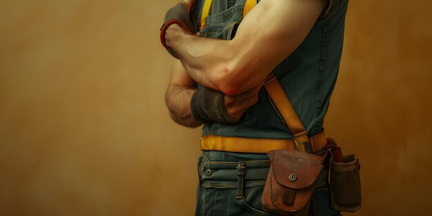 Foto retrato de homens de pé com os braços cruzados no dia do trabalho