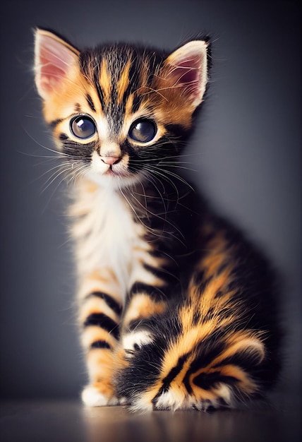 Retrato de ilustração 3d de gatinho adorável fofo