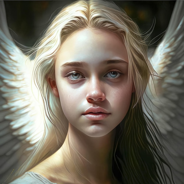 Foto retrato de ilustração de um anjo de menina com lindas asas