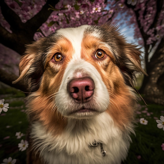Retrato de ilustração digital realista arrebatador de cão pastor australiano