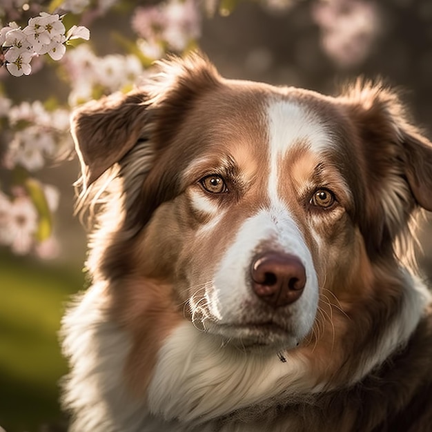 Retrato de ilustração digital realista arrebatador de cão pastor australiano