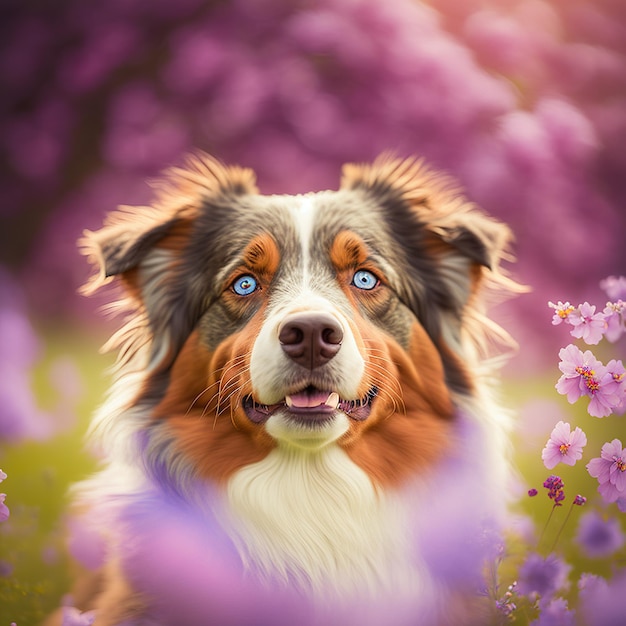 Retrato de ilustração digital realista arrebatador de cão pastor australiano