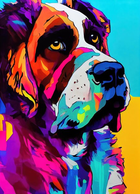 Retrato de ilustração pop art de cor bulldog