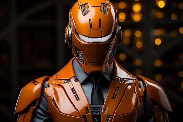 retrato de inteligência artificial robô vestido de terno pronto para entrevista de emprego