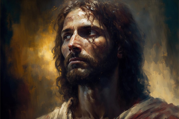 Retrato de Jesus Cristo no estilo rembrandt Ilustração generativa de IA