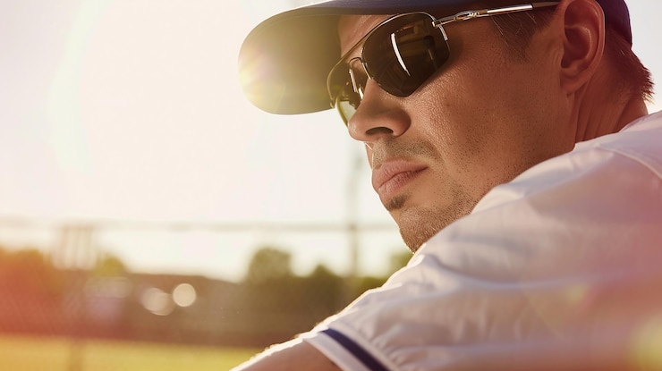 Foto retrato de jogador de beisebol com foco seletivo