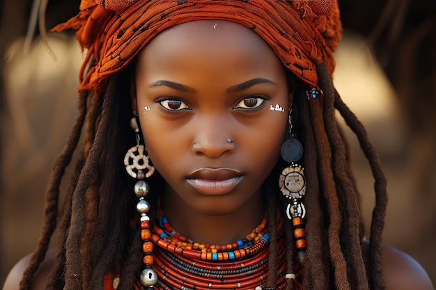 Retrato de jovem adolescente tribal africano