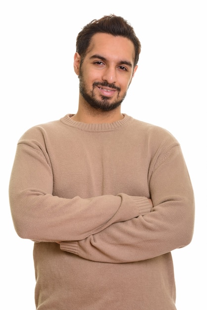 Retrato de jovem indiano feliz sorrindo