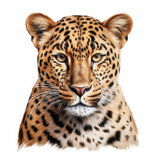 Foto retrato de leopardo em fundo branco ilustração vetorial