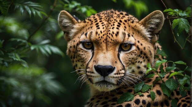 retrato de leopardo na selva foto