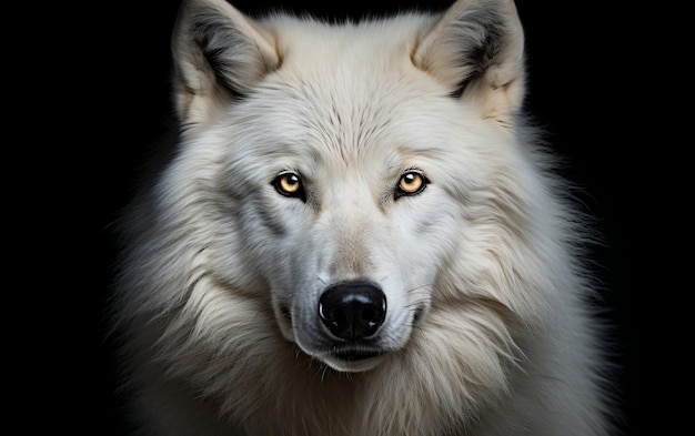 Retrato de Lobo Branco em fundo isolado IA gerativa