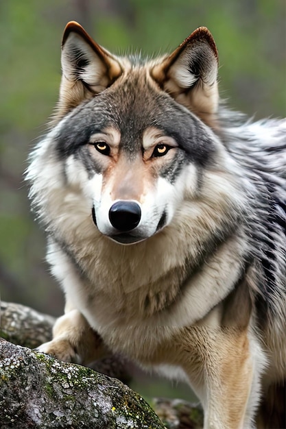 retrato de lobo em estado selvagem