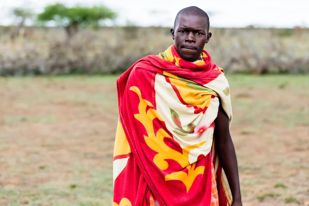 Retrato, de, massai, homem