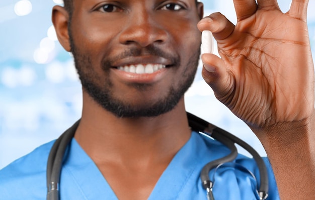 Foto retrato de médico africano