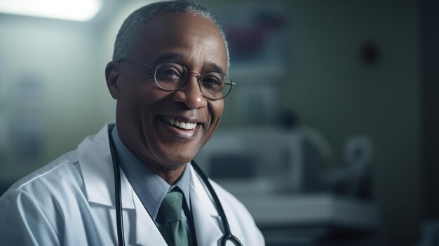Retrato de médico negro sorrindo