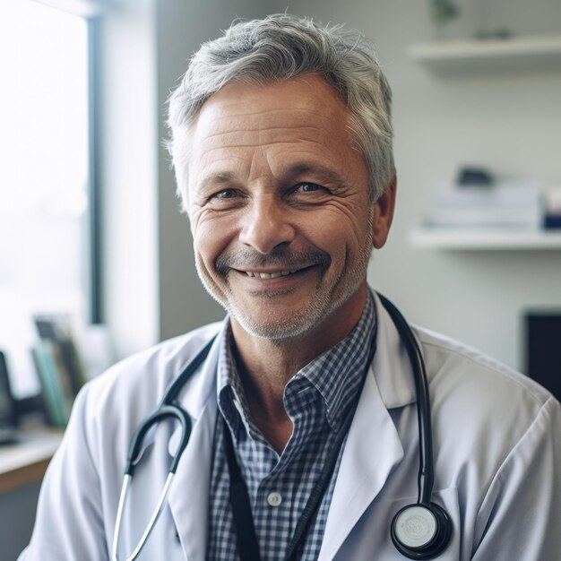 Retrato de médico sênior no hospital