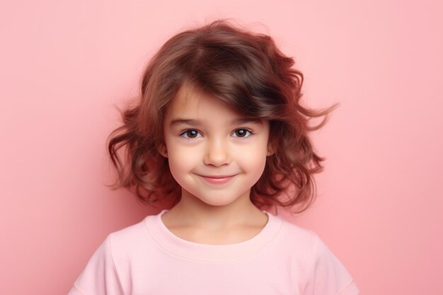 Foto retrato de menina caucasiana isolada em conceito de emoções de estúdio rosa