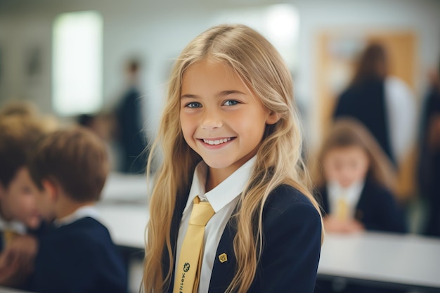 retrato de menina da escola