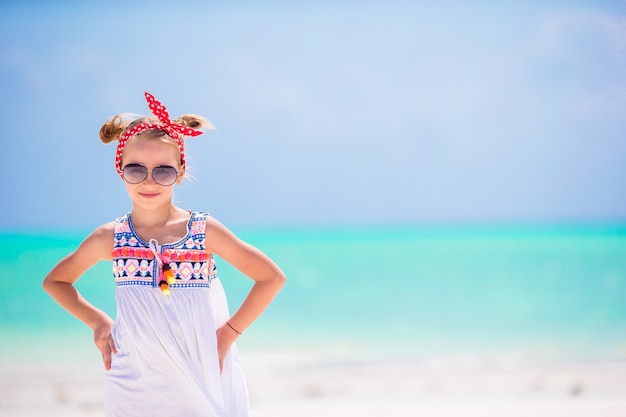 Retrato, de, menininha, praia