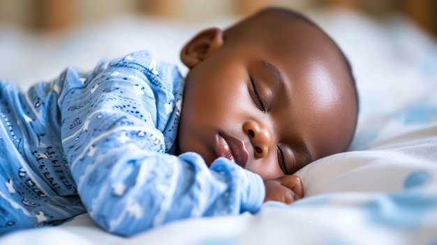 retrato de menino afro-americano dormindo na cama