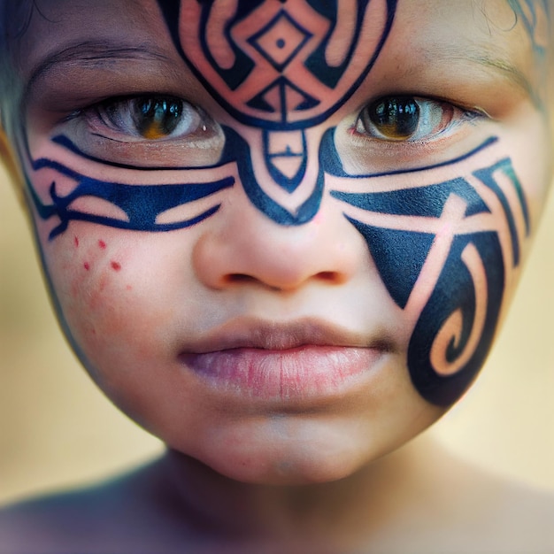 Foto retrato de menino de tribo africana