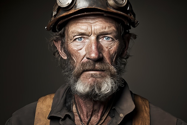 Retrato de mineiro olhando para a câmera Ilustração de IA generativa