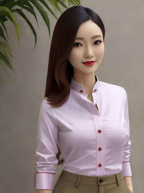 Retrato de mulher asiática vestindo arte generativa de pano tradicional por AI