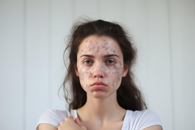 Retrato de mulher com problemas de pele