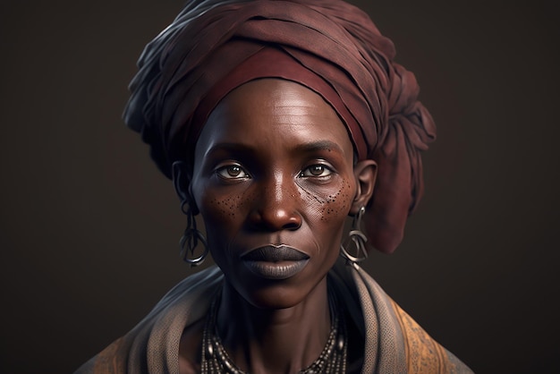 Retrato de mulher da tribo Bayaka na República Centro-Africana Ai gerou arte