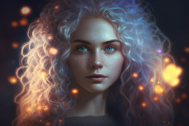 Retrato de mulher de fantasia futurista Rede neural AI gerada