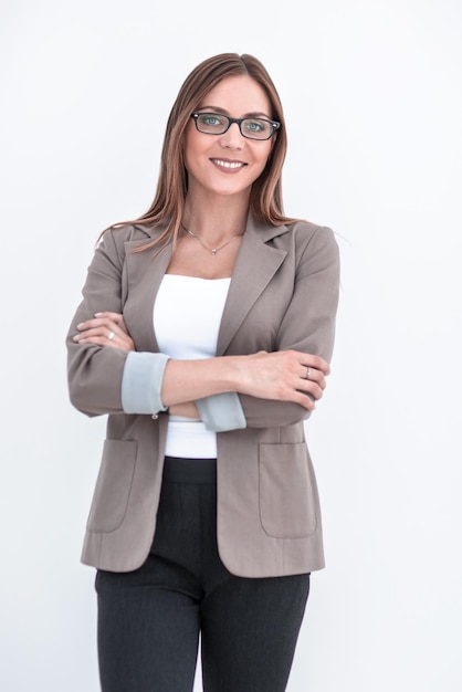 Retrato de mulher de negócios jovem sorridente