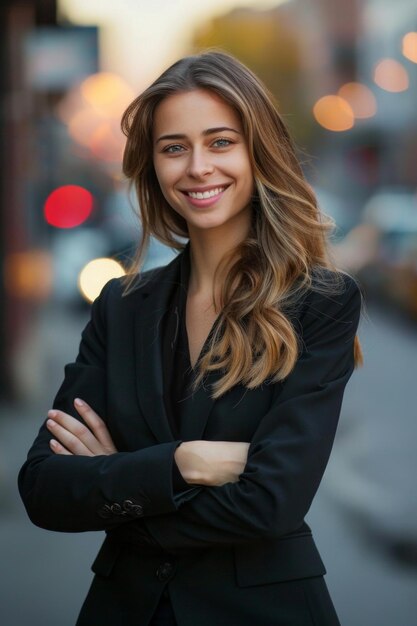 Retrato de mulher de negócios no escritório ia gerativa