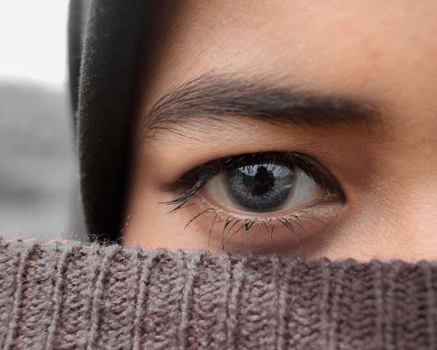 Foto retrato de mulher em close-up