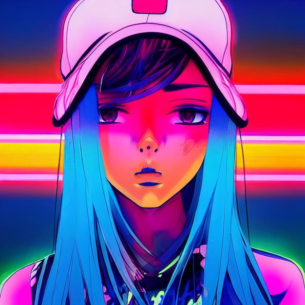 Retrato de mulher em estilo anime ou mangá