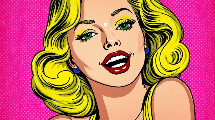 Foto retrato de mulher loira de arte pop