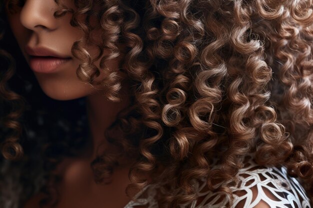 Foto retrato de mulher modelo de beleza rosto de cabelo feminino moda africana pele encaracolada jovem atraente