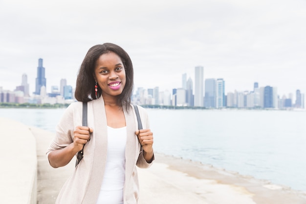 Retrato de mulher negra em Chicago