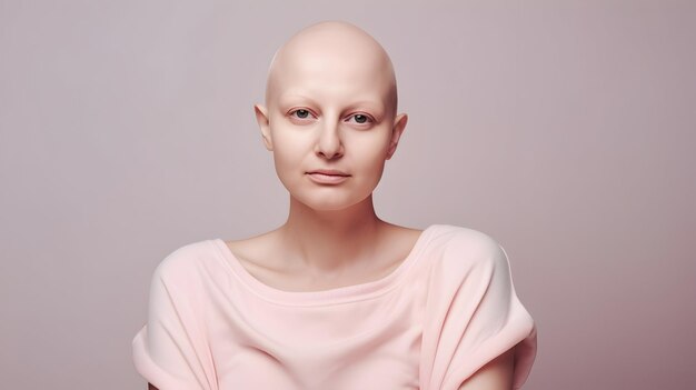 Retrato de mulher sem cabelo para o conceito do Dia Mundial do Câncer