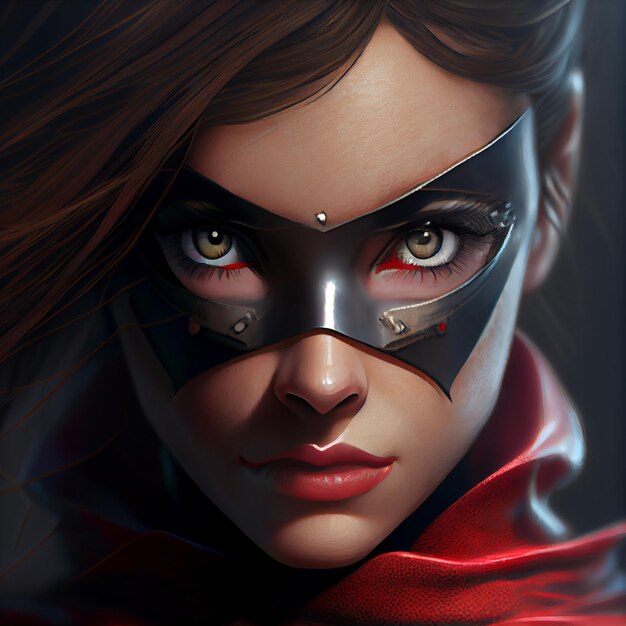 Retrato de mulher super-heroína com ilustração de renderização 3d de superpoderes