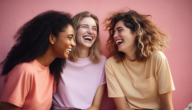 Foto retrato de mulheres fortes no estúdio que lutam juntas contra o câncer de mama