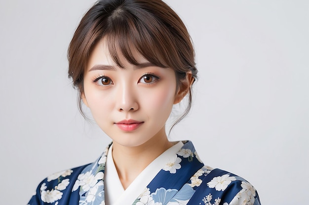 Retrato de mulheres japonesas com fundo branco