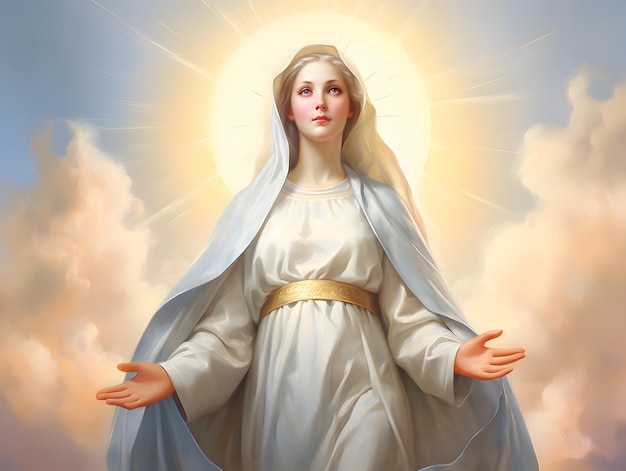 Retrato de Nossa Senhora da Graça Virgem Maria no céu