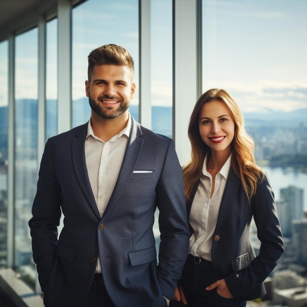 Retrato de novos empresários em escritório vazio