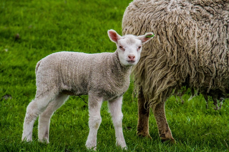 Foto retrato de ovelhas de pé em um campo