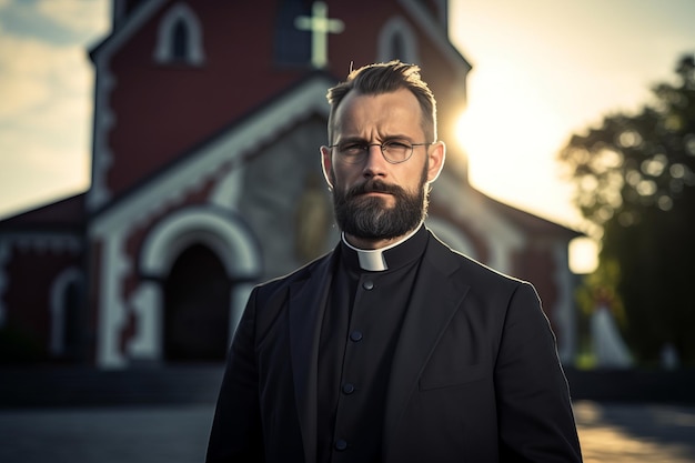 Retrato de padre católico Linda imagem ilustrativa IA generativa