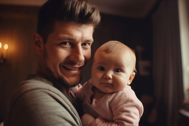 Retrato de pai bebê juntos Cuidados familiares Gerar Ai