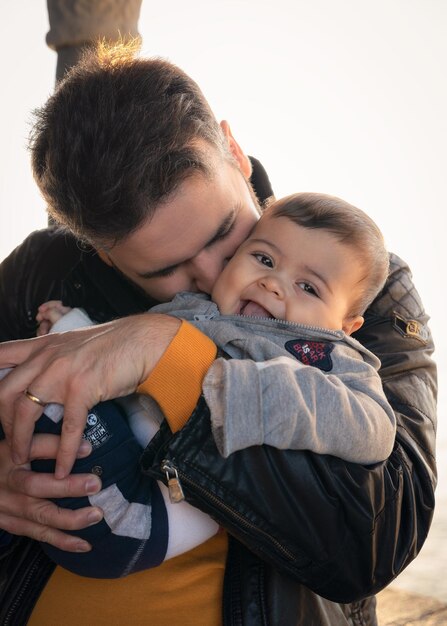 Foto retrato de pai e menino