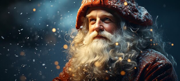 Retrato de Papai Noel numa noite mágica de Natal